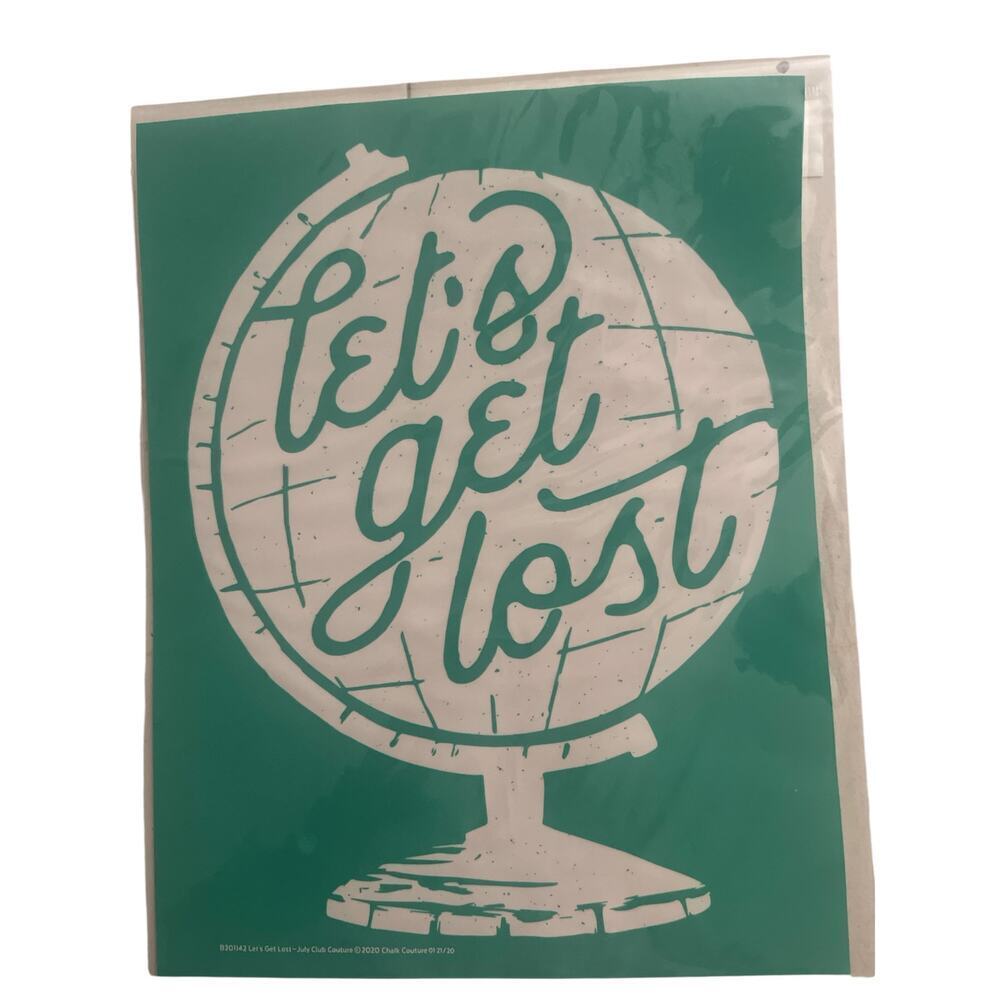 NWT Lets Get Lost  Chalk Couture 8.5 x 11  Reusable Transfer